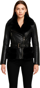 Women’s Faux Leather Motorcycle Jacket | Moto Biker Coat