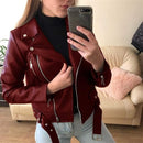 Women’s Slim Fit Faux Leather Moto Biker Jacket