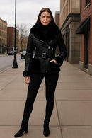 Women’s Faux Leather Motorcycle Jacket | Moto Biker Coat