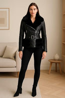 Women’s Faux Leather Motorcycle Jacket | Moto Biker Coat