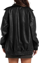 Women’s Oversized Faux Leather Motorcycle Jacket