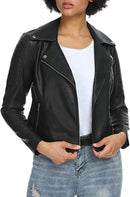 Women’s Slim Fit Faux Leather Moto Biker Jacket