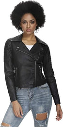 Women’s Slim Fit Faux Leather Moto Biker Jacket