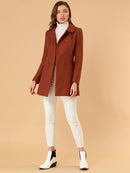Women’s Brown Peter Pan Collar Double-Breasted Pea Coat