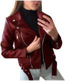 Women’s Slim Fit Faux Leather Moto Biker Jacket
