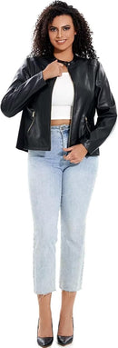 Women’s Plus Size Faux Leather Moto Biker Jacket