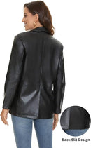 Women’s Black Oversized Faux Leather Blazer Jacket