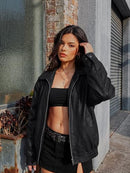 Women's EZau208 Oversized Vegan Leather Jacket
