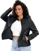 Women’s Plus Size Faux Leather Moto Biker Jacket