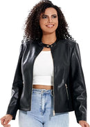 Women’s Plus Size Faux Leather Moto Biker Jacket