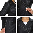 Women’s Slim Fit Faux Leather Moto Biker Jacket