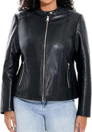Women’s Plus Size Faux Leather Moto Biker Jacket