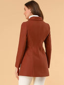 Women’s Brown Peter Pan Collar Double-Breasted Pea Coat