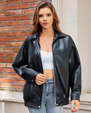 Women’s Oversized Faux Leather Moto Biker Jacket