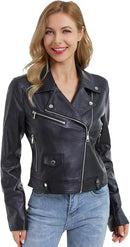 Women’s Oversized Faux Leather Moto Biker Jacket