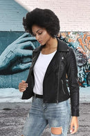 Women’s Slim Fit Faux Leather Moto Biker Jacket