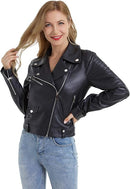 Women’s Oversized Faux Leather Moto Biker Jacket