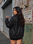 Women's EZau208 Oversized Vegan Leather Jacket