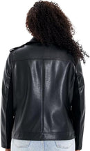 Women’s Plus Size Faux Leather Moto Biker Jacket