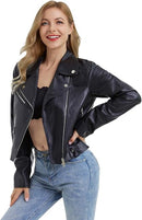 Women’s Oversized Faux Leather Moto Biker Jacket