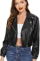 Women’s Black Faux Leather Motorcycle Blazer Jacket