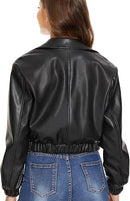 Women’s Black Faux Leather Motorcycle Blazer Jacket