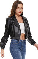 Women’s Black Faux Leather Motorcycle Blazer Jacket